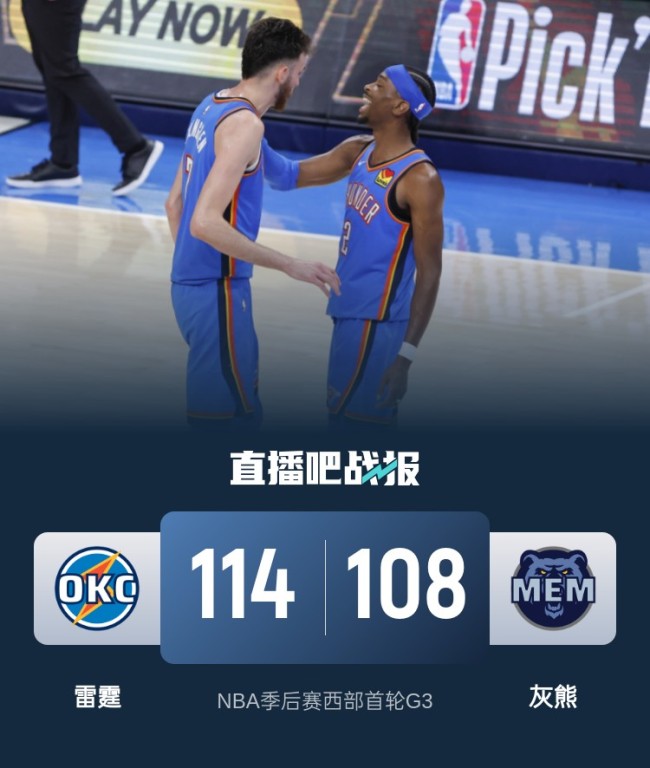 雷霆29分大逆转3-0灰熊