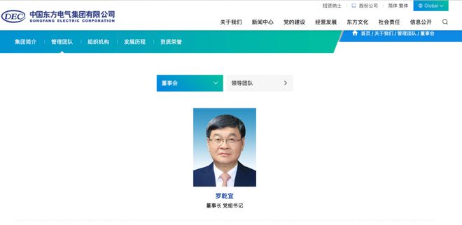 央企东方电气集团董事长调整